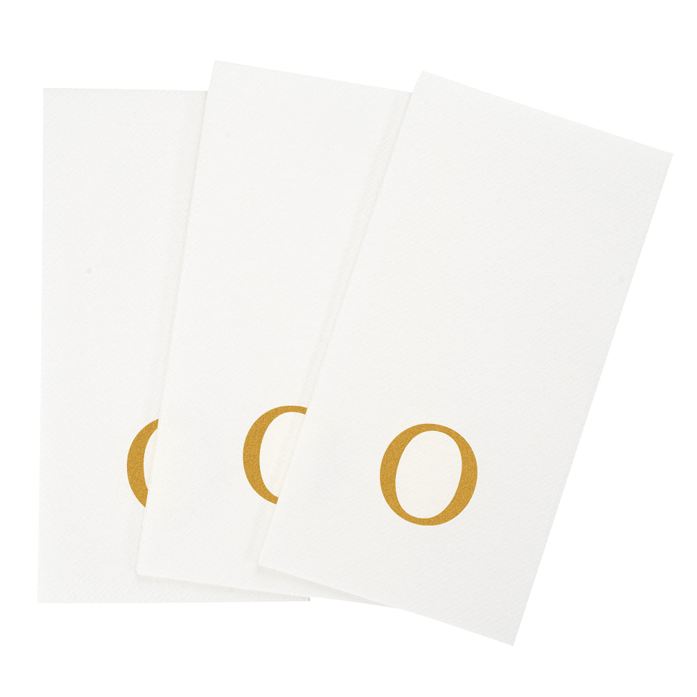 Luxenap Rectangle Gold Letter O White Paper Linen-Feel Guest Towel / Napkin - Air Laid, Sans Serif Font - 15 3/4" x 8" - 2000 count box