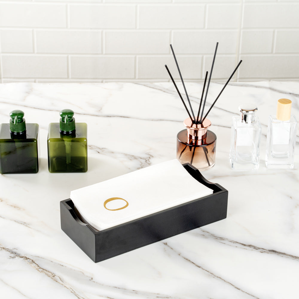 Luxenap Rectangle Gold Letter O White Paper Linen-Feel Guest Towel / Napkin - Air Laid, Sans Serif Font - 15 3/4" x 8" - 2000 count box