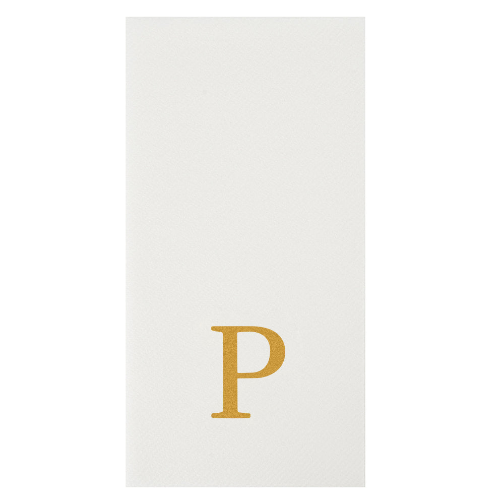 Luxenap Rectangle Gold Letter P White Paper Linen-Feel Guest Towel / Napkin - Air Laid, Sans Serif Font - 15 3/4" x 8" - 2000 count box