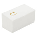 Luxenap Rectangle Gold Letter U White Paper Linen-Feel Guest Towel / Napkin - Air Laid, Sans Serif Font - 15 3/4" x 8" - 50 count box