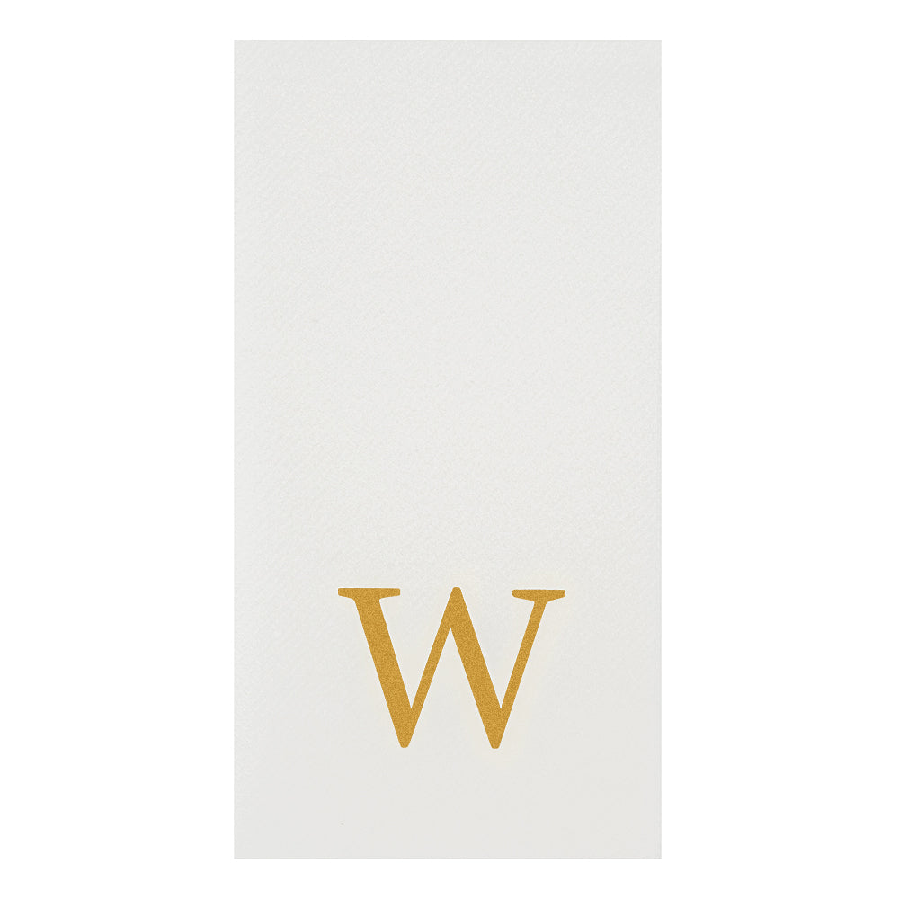Luxenap Rectangle Gold Letter W White Paper Linen-Feel Guest Towel / Napkin - Air Laid, Sans Serif Font - 15 3/4" x 8" - 2000 count box