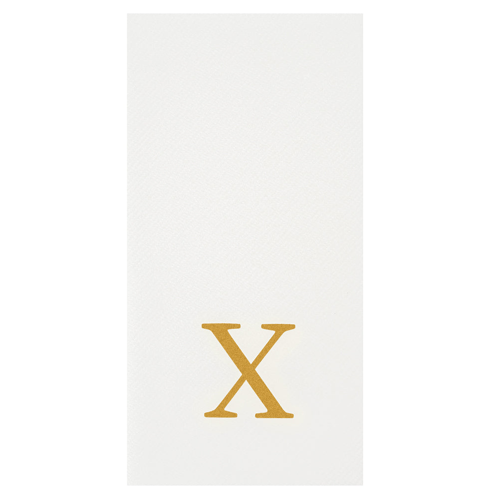 Luxenap Rectangle Gold Letter X White Paper Linen-Feel Guest Towel / Napkin - Air Laid, Sans Serif Font - 15 3/4" x 8" - 2000 count box