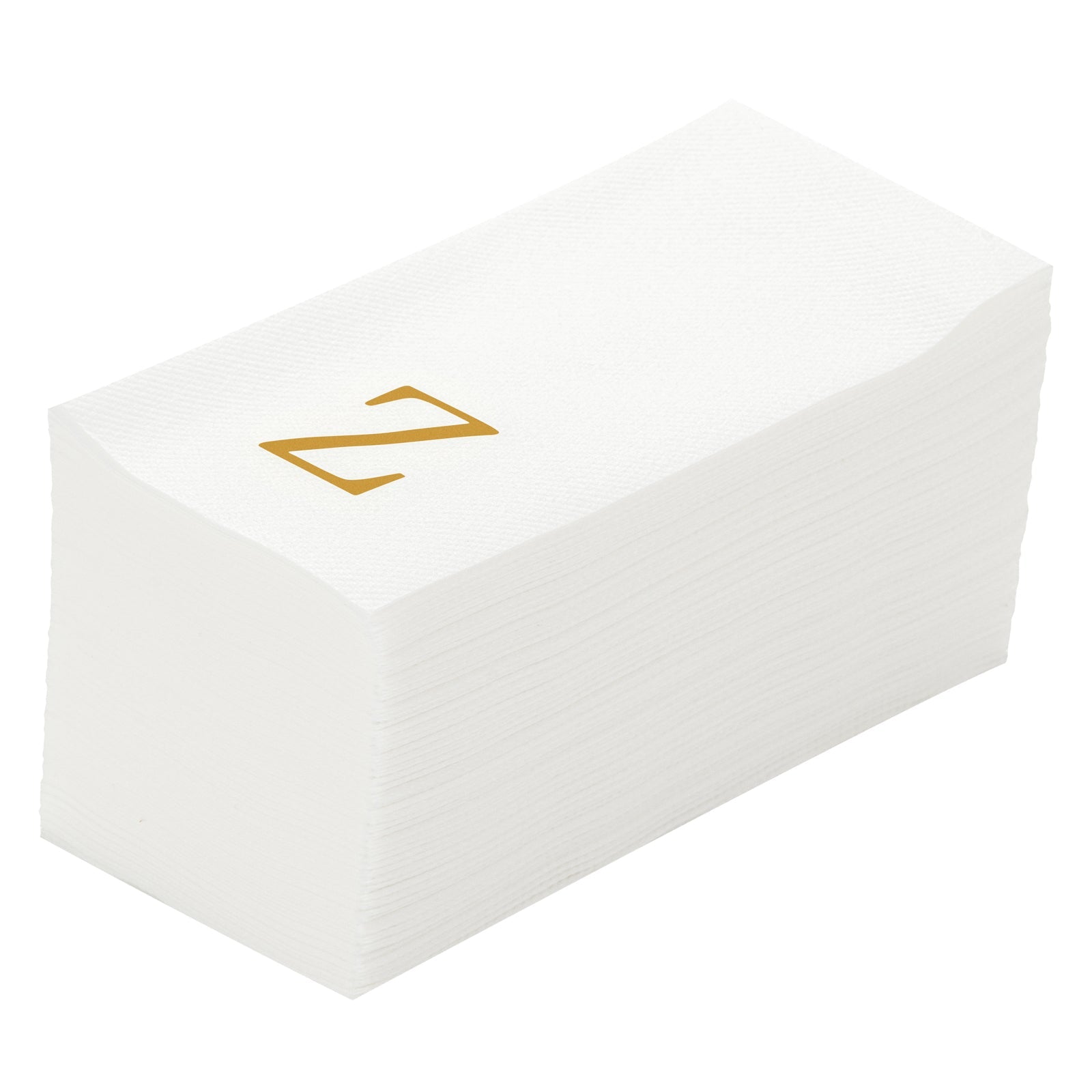 Luxenap Rectangle Gold Letter Z White Paper Linen-Feel Guest Towel / Napkin - Air Laid, Sans Serif Font - 15 3/4" x 8" - 50 count box