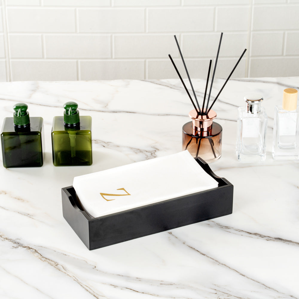 Luxenap Rectangle Gold Letter Z White Paper Linen-Feel Guest Towel / Napkin - Air Laid, Sans Serif Font - 15 3/4" x 8" - 2000 count box