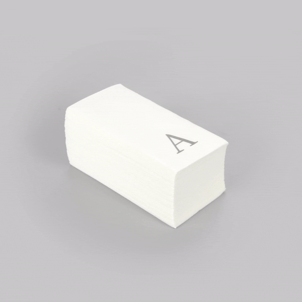 Luxenap Rectangle Silver Letter A White Paper Linen-Feel Guest Towel / Napkin - Air Laid, Sans Serif Font - 15 3/4" x 8" - 2000 count box