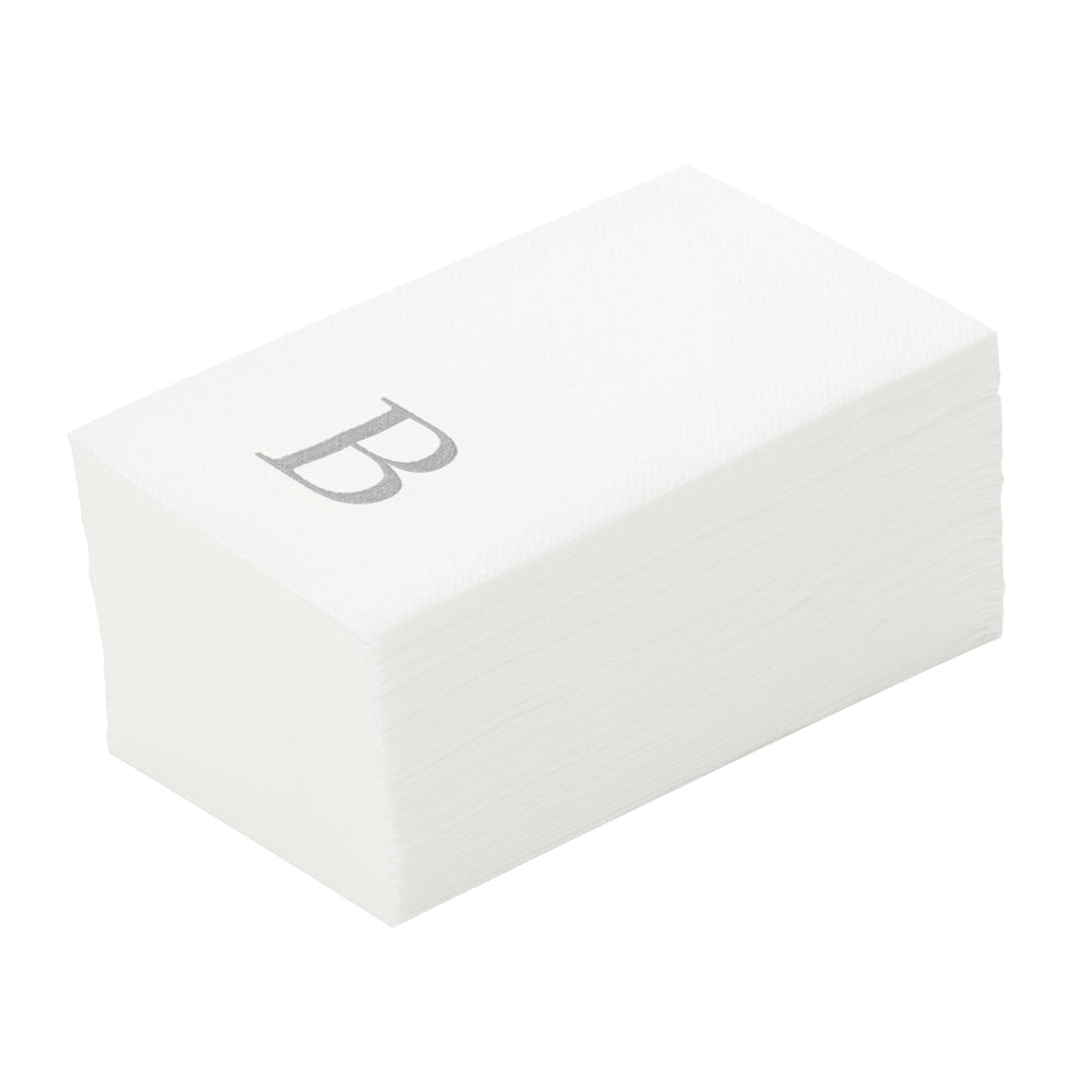 Luxenap Rectangle Silver Letter B White Paper Linen-Feel Guest Towel / Napkin - Air Laid, Sans Serif Font - 15 3/4" x 8" - 2000 count box