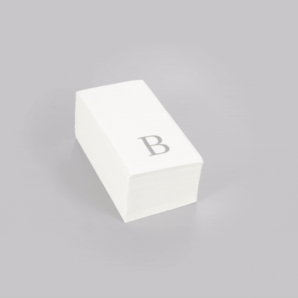 Luxenap Rectangle Silver Letter B White Paper Linen-Feel Guest Towel / Napkin - Air Laid, Sans Serif Font - 15 3/4" x 8" - 50 count box