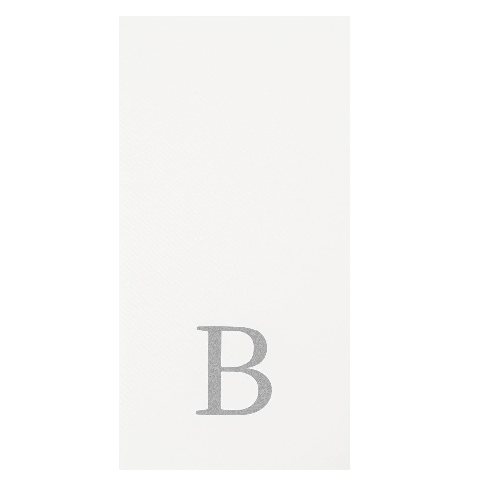 Luxenap Rectangle Silver Letter B White Paper Linen-Feel Guest Towel / Napkin - Air Laid, Sans Serif Font - 15 3/4" x 8" - 50 count box