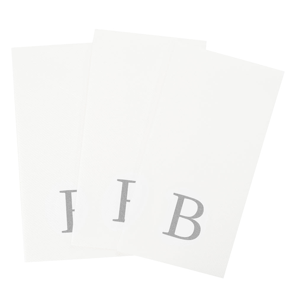 Luxenap Rectangle Silver Letter B White Paper Linen-Feel Guest Towel / Napkin - Air Laid, Sans Serif Font - 15 3/4" x 8" - 50 count box