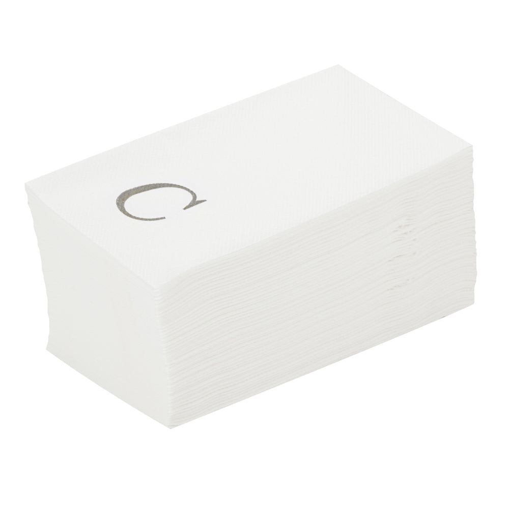 Luxenap Rectangle Silver Letter C White Paper Linen-Feel Guest Towel / Napkin - Air Laid, Sans Serif Font - 15 3/4" x 8" - 50 count box