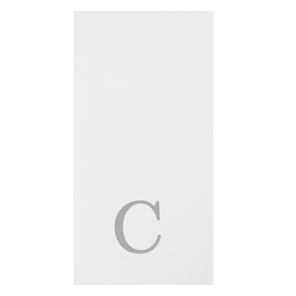 Luxenap Rectangle Silver Letter C White Paper Linen-Feel Guest Towel / Napkin - Air Laid, Sans Serif Font - 15 3/4" x 8" - 50 count box