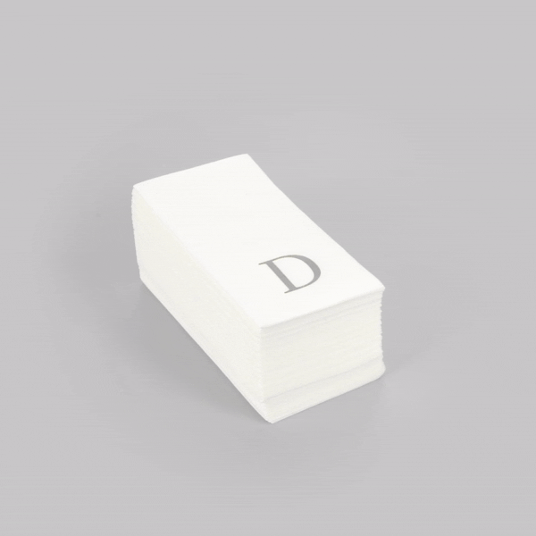 Luxenap Rectangle Silver Letter D White Paper Linen-Feel Guest Towel / Napkin - Air Laid, Sans Serif Font - 15 3/4" x 8" - 2000 count box