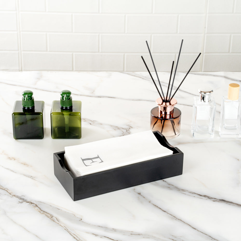 Luxenap Rectangle Silver Letter E White Paper Linen-Feel Guest Towel / Napkin - Air Laid, Sans Serif Font - 15 3/4" x 8" - 50 count box