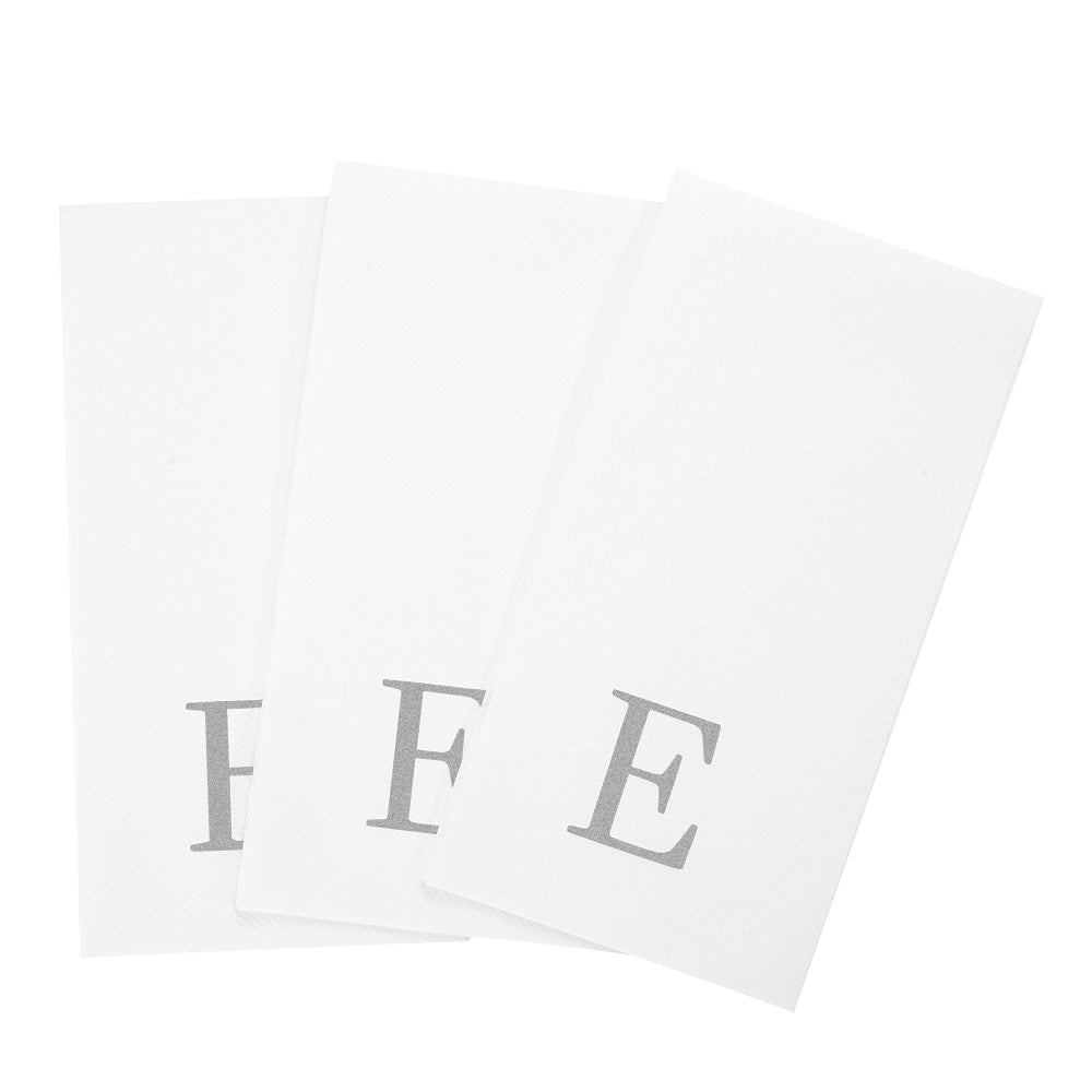 Luxenap Rectangle Silver Letter E White Paper Linen-Feel Guest Towel / Napkin - Air Laid, Sans Serif Font - 15 3/4" x 8" - 2000 count box