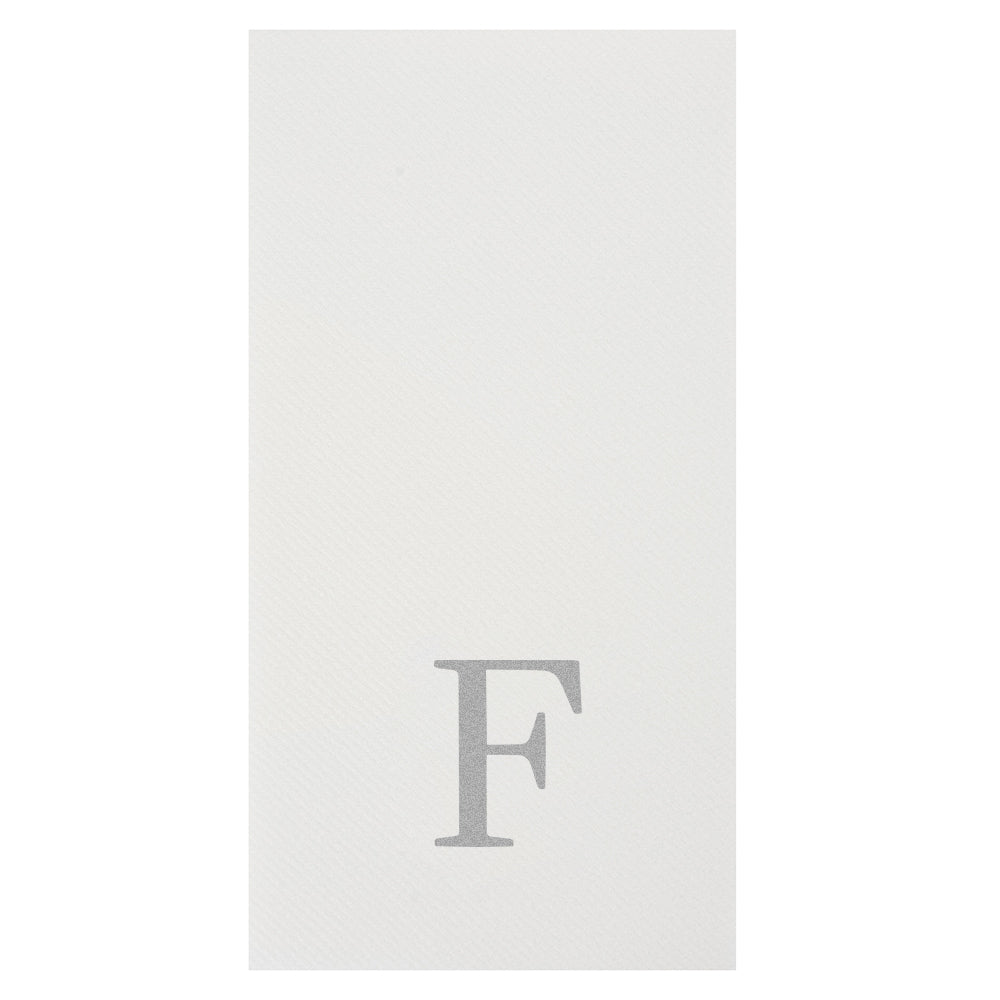 Luxenap Rectangle Silver Letter F White Paper Linen-Feel Guest Towel / Napkin - Air Laid, Sans Serif Font - 15 3/4" x 8" - 2000 count box