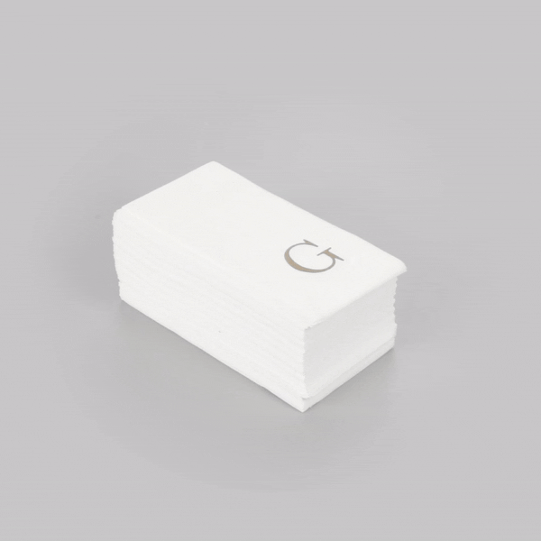 Luxenap Rectangle Silver Letter G White Paper Linen-Feel Guest Towel / Napkin - Air Laid, Sans Serif Font - 15 3/4" x 8" - 50 count box