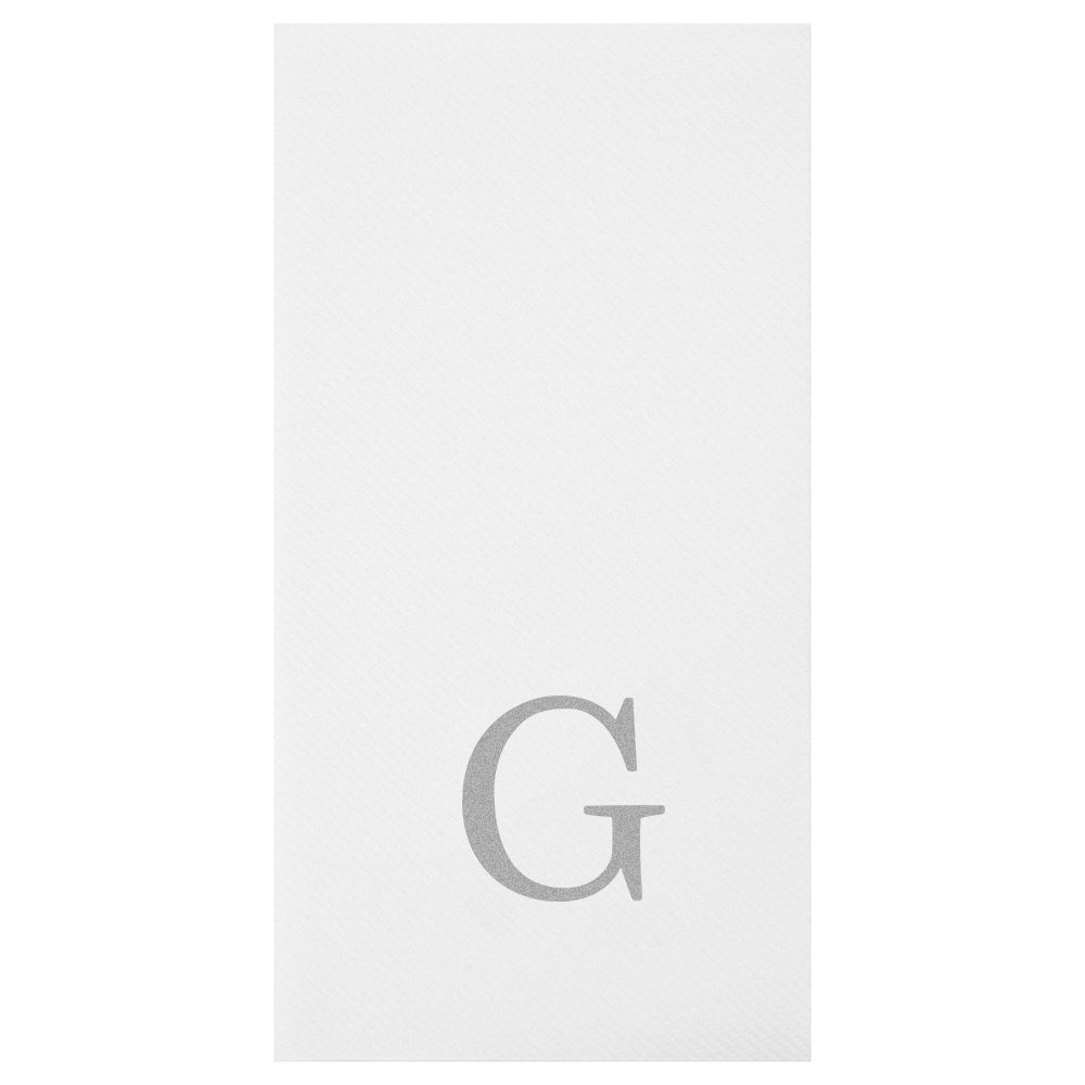 Luxenap Rectangle Silver Letter G White Paper Linen-Feel Guest Towel / Napkin - Air Laid, Sans Serif Font - 15 3/4" x 8" - 2000 count box