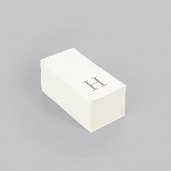 Luxenap Rectangle Silver Letter H White Paper Linen-Feel Guest Towel / Napkin - Air Laid, Sans Serif Font - 15 3/4" x 8" - 2000 count box