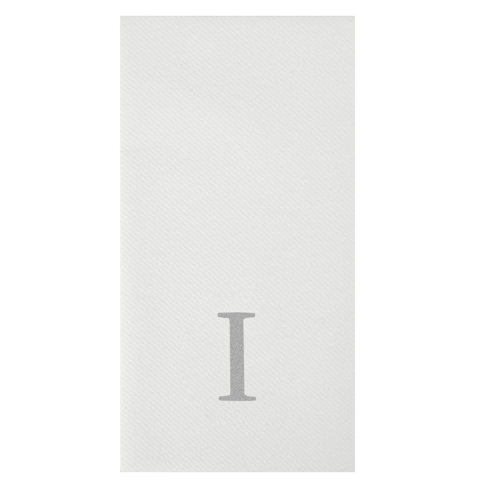 Luxenap Rectangle Silver Letter I White Paper Linen-Feel Guest Towel / Napkin - Air Laid, Sans Serif Font - 15 3/4" x 8" - 2000 count box