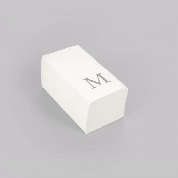 Luxenap Rectangle Silver Letter M White Paper Linen-Feel Guest Towel / Napkin - Air Laid, Sans Serif Font - 15 3/4" x 8" - 50 count box