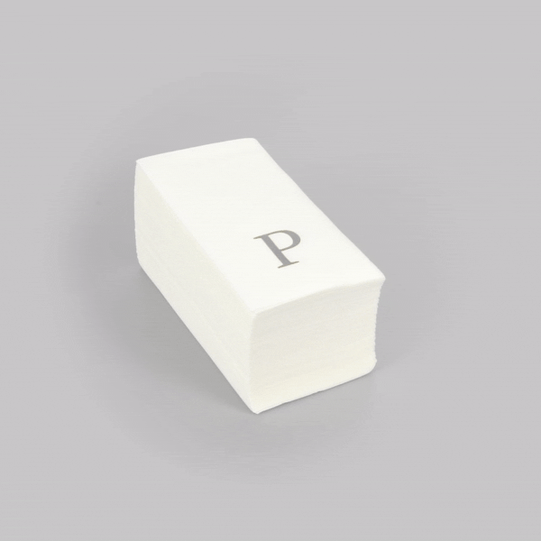Luxenap Rectangle Silver Letter P White Paper Linen-Feel Guest Towel / Napkin - Air Laid, Sans Serif Font - 15 3/4" x 8" - 50 count box