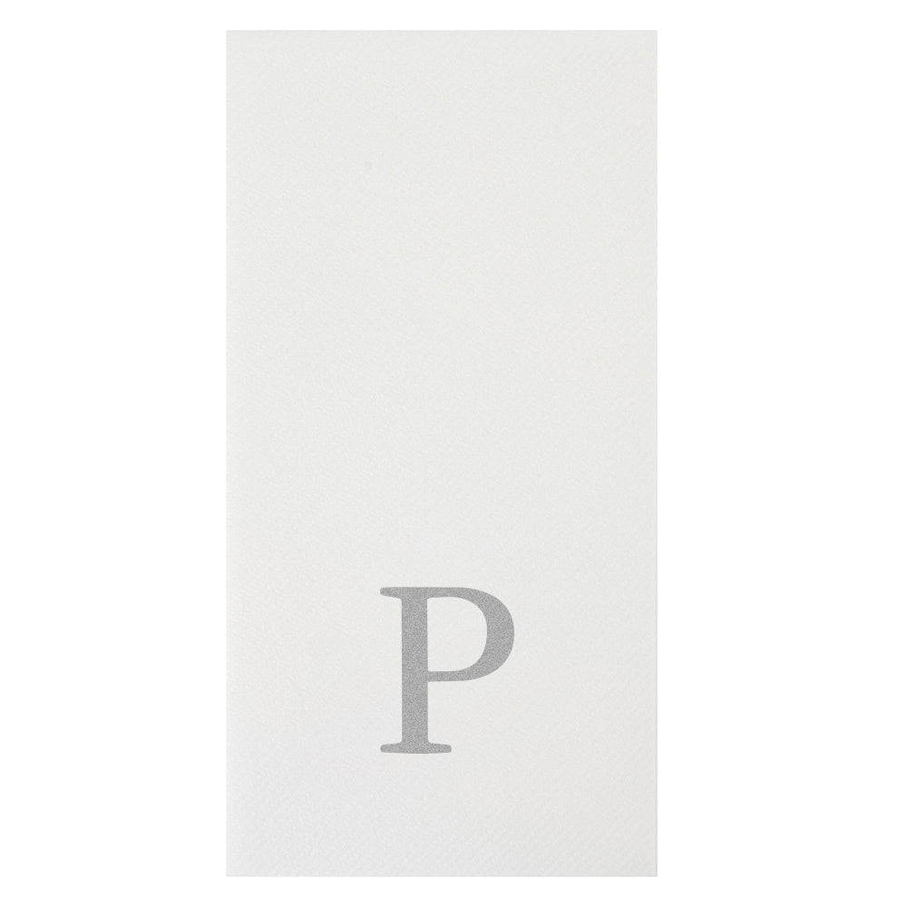 Luxenap Rectangle Silver Letter P White Paper Linen-Feel Guest Towel / Napkin - Air Laid, Sans Serif Font - 15 3/4" x 8" - 2000 count box