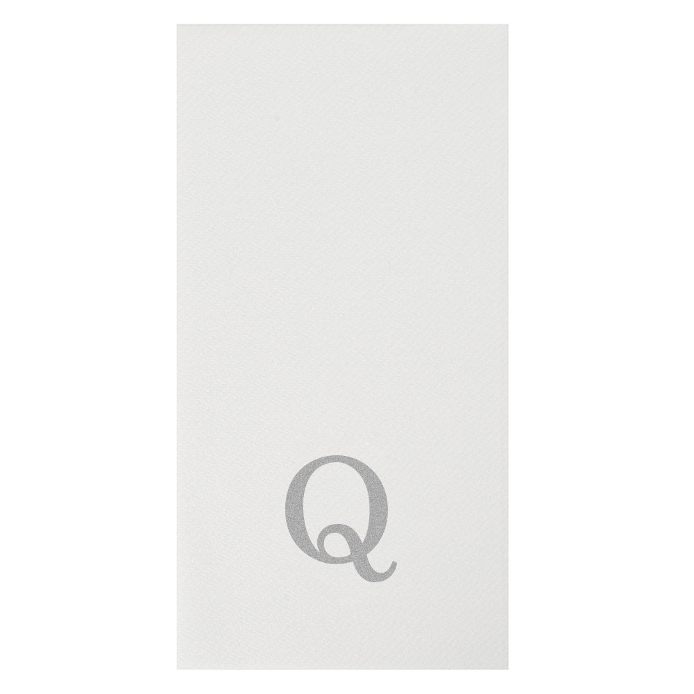 Luxenap Rectangle Silver Letter Q White Paper Linen-Feel Guest Towel / Napkin - Air Laid, Sans Serif Font - 15 3/4" x 8" - 2000 count box