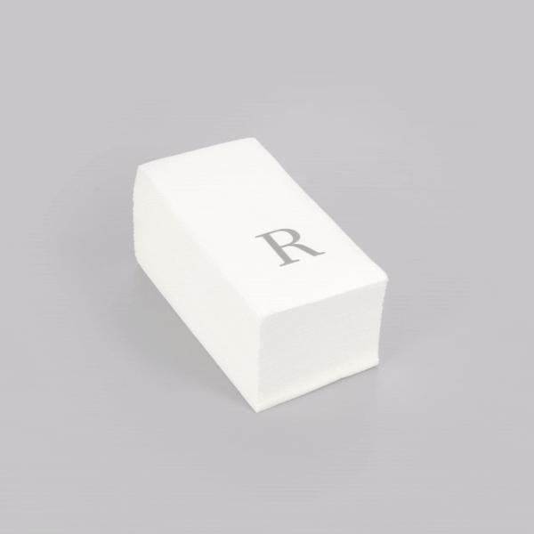 Luxenap Rectangle Silver Letter R White Paper Linen-Feel Guest Towel / Napkin - Air Laid, Sans Serif Font - 15 3/4" x 8" - 2000 count box