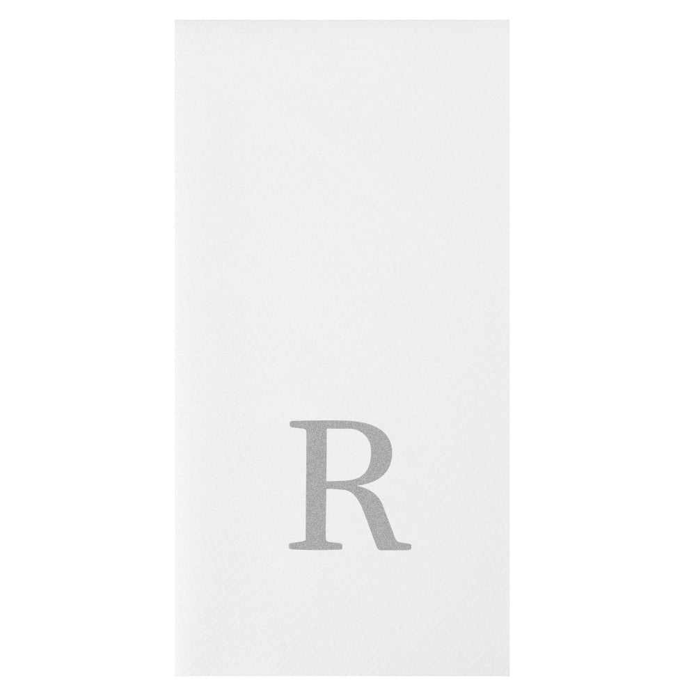Luxenap Rectangle Silver Letter R White Paper Linen-Feel Guest Towel / Napkin - Air Laid, Sans Serif Font - 15 3/4" x 8" - 2000 count box