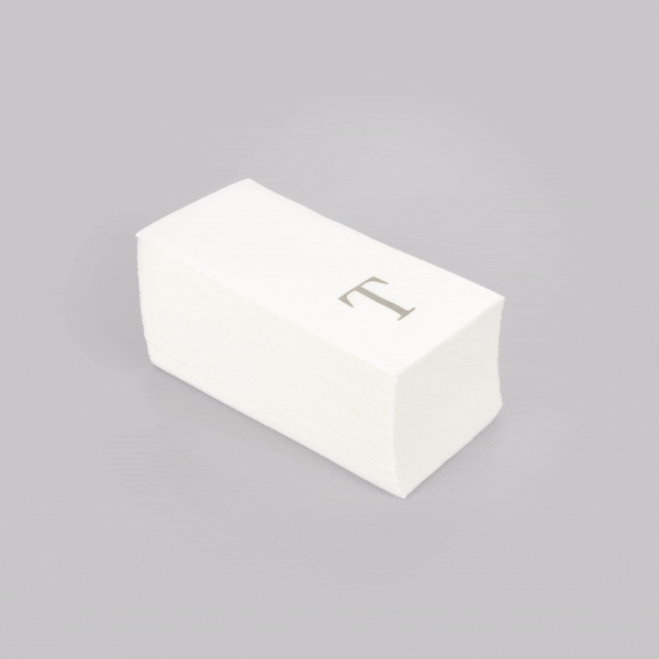 Luxenap Rectangle Silver Letter T White Paper Linen-Feel Guest Towel / Napkin - Air Laid, Sans Serif Font - 15 3/4" x 8" - 2000 count box
