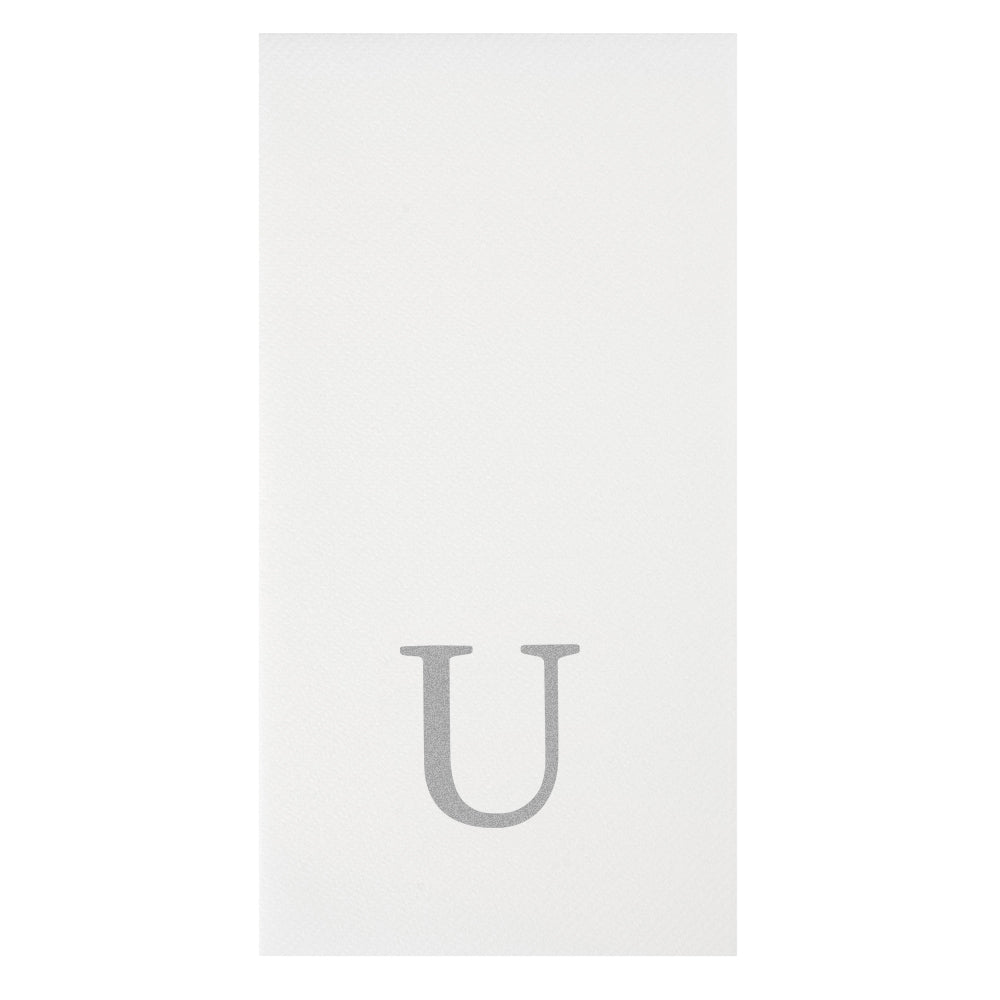 Luxenap Rectangle Silver Letter U White Paper Linen-Feel Guest Towel / Napkin - Air Laid, Sans Serif Font - 15 3/4" x 8" - 2000 count box