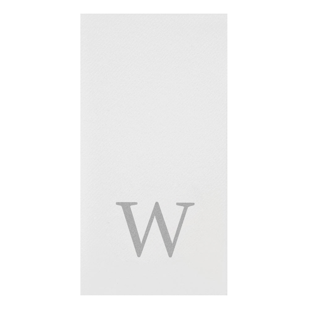 Luxenap Rectangle Silver Letter W White Paper Linen-Feel Guest Towel / Napkin - Air Laid, Sans Serif Font - 15 3/4" x 8" - 2000 count box