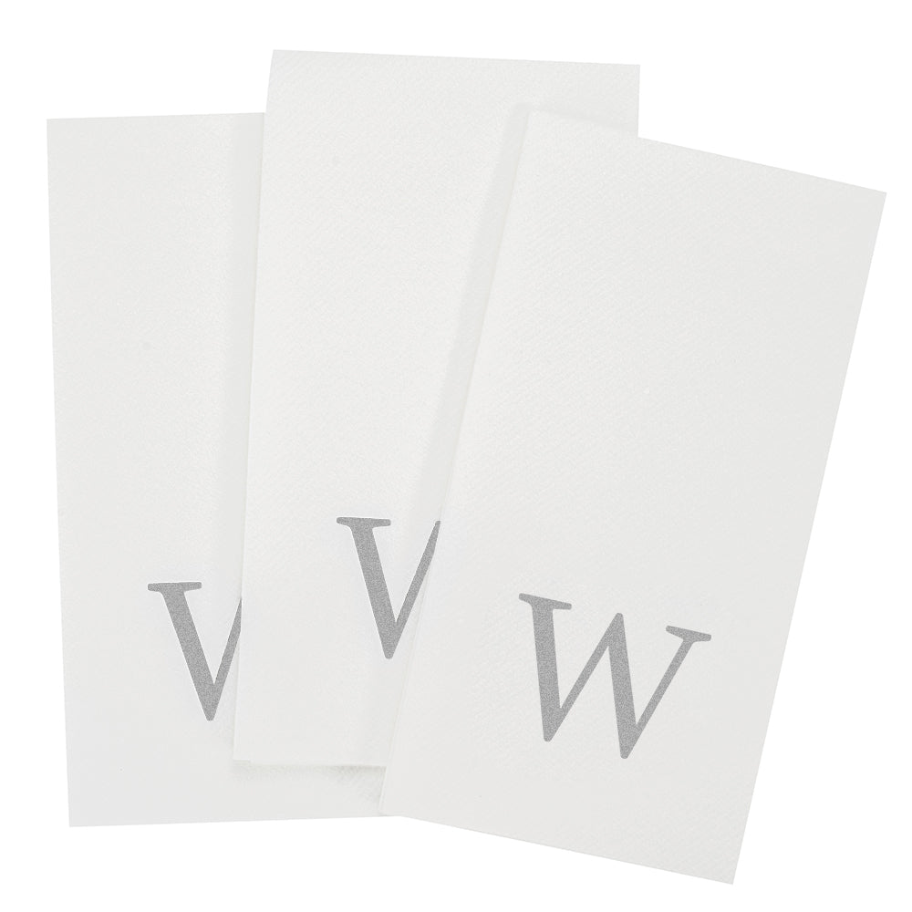 Luxenap Rectangle Silver Letter W White Paper Linen-Feel Guest Towel / Napkin - Air Laid, Sans Serif Font - 15 3/4" x 8" - 2000 count box