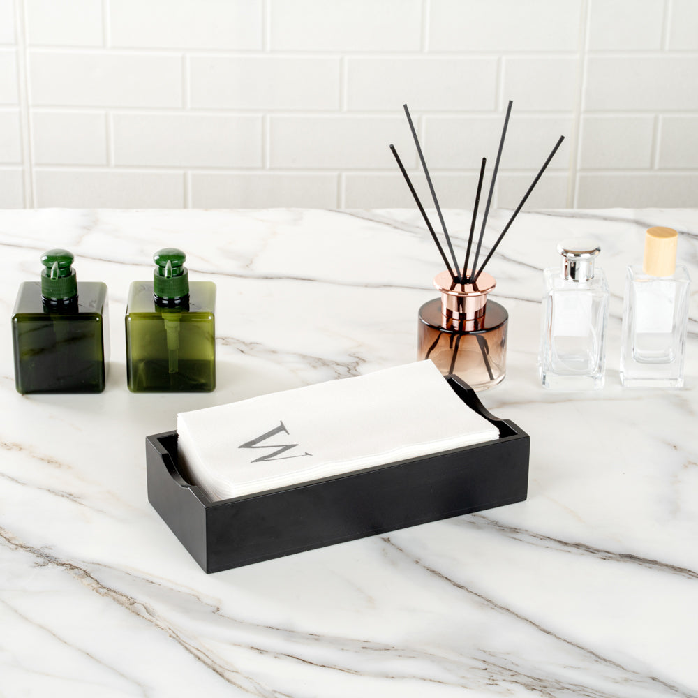Luxenap Rectangle Silver Letter W White Paper Linen-Feel Guest Towel / Napkin - Air Laid, Sans Serif Font - 15 3/4" x 8" - 2000 count box