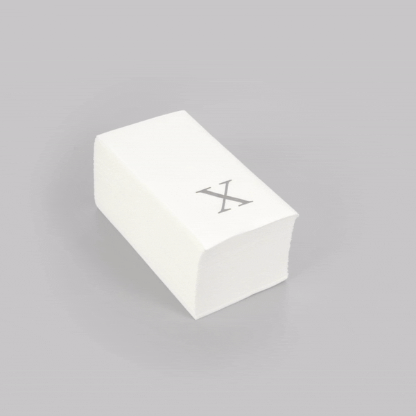 Luxenap Rectangle Silver Letter X White Paper Linen-Feel Guest Towel / Napkin - Air Laid, Sans Serif Font - 15 3/4" x 8" - 50 count box