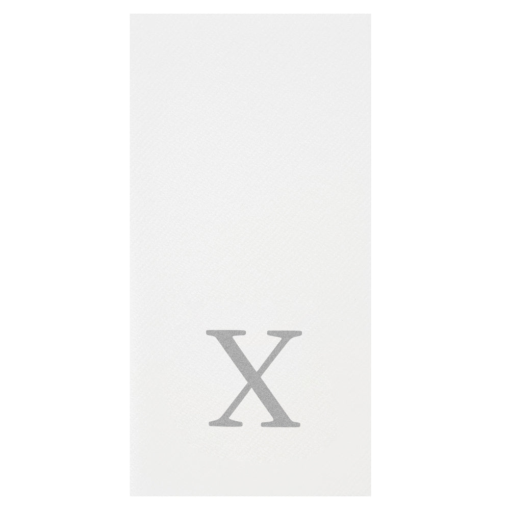 Luxenap Rectangle Silver Letter X White Paper Linen-Feel Guest Towel / Napkin - Air Laid, Sans Serif Font - 15 3/4" x 8" - 50 count box