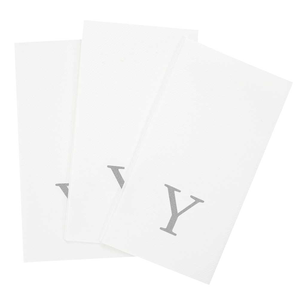 Luxenap Rectangle Silver Letter Y White Paper Linen-Feel Guest Towel / Napkin - Air Laid, Sans Serif Font - 15 3/4" x 8" - 50 count box