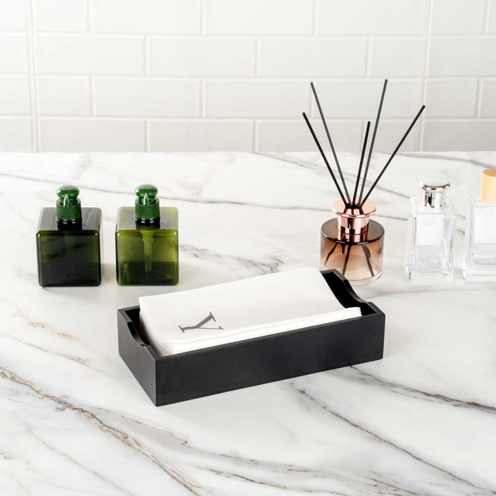 Luxenap Rectangle Silver Letter Y White Paper Linen-Feel Guest Towel / Napkin - Air Laid, Sans Serif Font - 15 3/4" x 8" - 50 count box