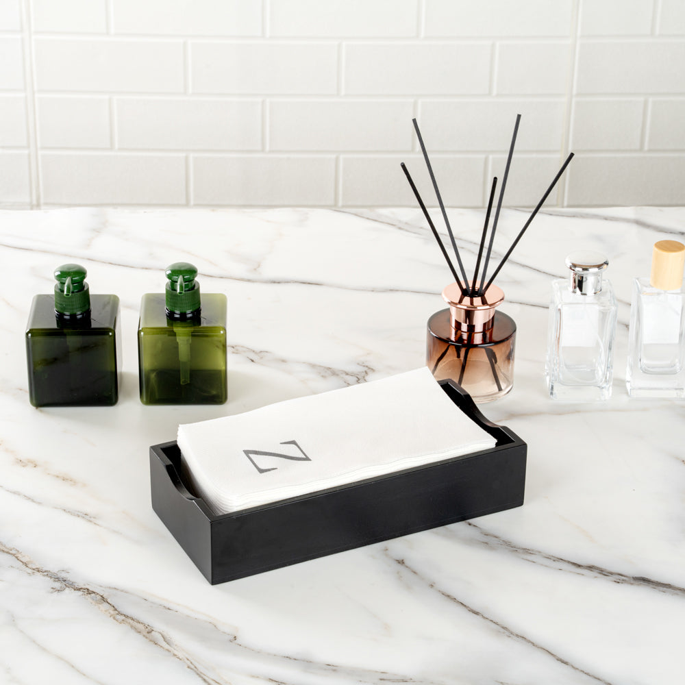 Luxenap Rectangle Silver Letter Z White Paper Linen-Feel Guest Towel / Napkin - Air Laid, Sans Serif Font - 15 3/4" x 8" - 50 count box