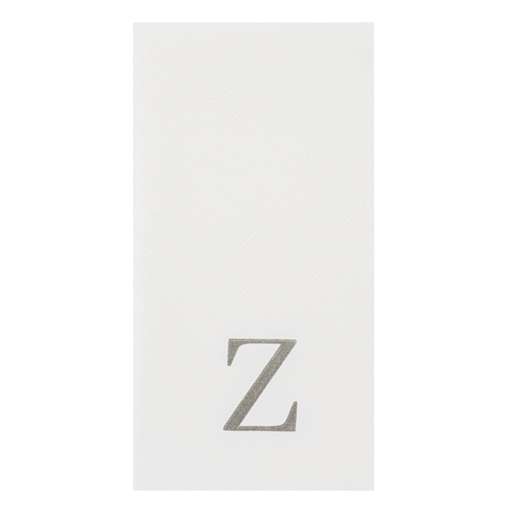Luxenap Rectangle Silver Letter Z White Paper Linen-Feel Guest Towel / Napkin - Air Laid, Sans Serif Font - 15 3/4" x 8" - 2000 count box