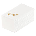 Luxenap Rectangle Gold Letter A White Paper Linen-Feel Guest Towel / Napkin - Air Laid, Cursive Font - 15 3/4" x 8" - 2000 count box