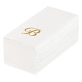 Luxenap Rectangle Gold Letter B White Paper Linen-Feel Guest Towel / Napkin - Air Laid, Cursive Font - 15 3/4" x 8" - 50 count box