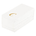 Luxenap Rectangle Gold Letter C White Paper Linen-Feel Guest Towel / Napkin - Air Laid, Cursive Font - 15 3/4" x 8" - 50 count box