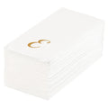 Luxenap Rectangle Gold Letter E White Paper Linen-Feel Guest Towel / Napkin - Air Laid, Cursive Font - 15 3/4" x 8" - 2000 count box