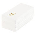 Luxenap Rectangle Gold Letter G White Paper Linen-Feel Guest Towel / Napkin - Air Laid, Cursive Font - 15 3/4" x 8" - 50 count box