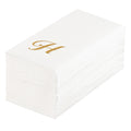 Luxenap Rectangle Gold Letter H White Paper Linen-Feel Guest Towel / Napkin - Air Laid, Cursive Font - 15 3/4" x 8" - 50 count box
