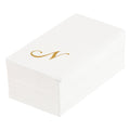 Luxenap Rectangle Gold Letter N White Paper Linen-Feel Guest Towel / Napkin - Air Laid, Cursive Font - 15 3/4" x 8" - 50 count box