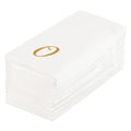 Luxenap Rectangle Gold Letter O White Paper Linen-Feel Guest Towel / Napkin - Air Laid, Cursive Font - 15 3/4" x 8" - 50 count box