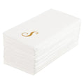 Luxenap Rectangle Gold Letter S White Paper Linen-Feel Guest Towel / Napkin - Air Laid, Cursive Font - 15 3/4" x 8" - 50 count box