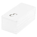 Luxenap Rectangle Silver Letter E White Paper Linen-Feel Guest Towel / Napkin - Air Laid, Cursive Font - 15 3/4" x 8" - 2000 count box